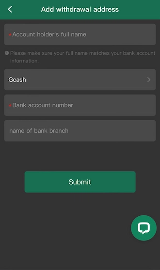 Step 4:Provide your withdrawal address information in the form.